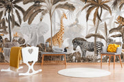 Jungle Jive Sepia - Wall Mural