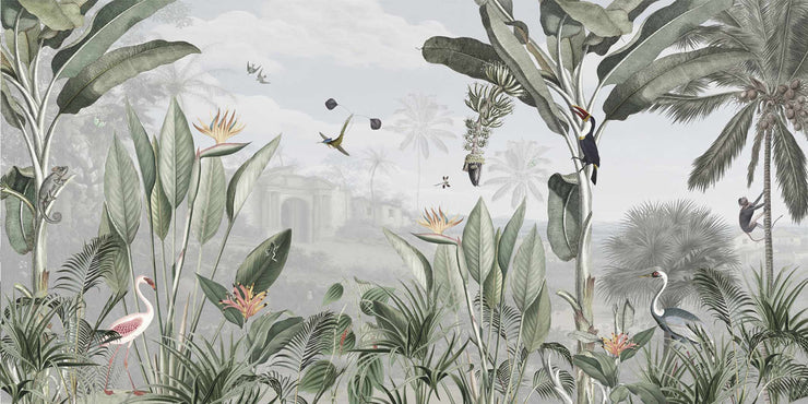 Wall Mural Design Enchanted Castle, Jungle Animals I artwallzparis.com