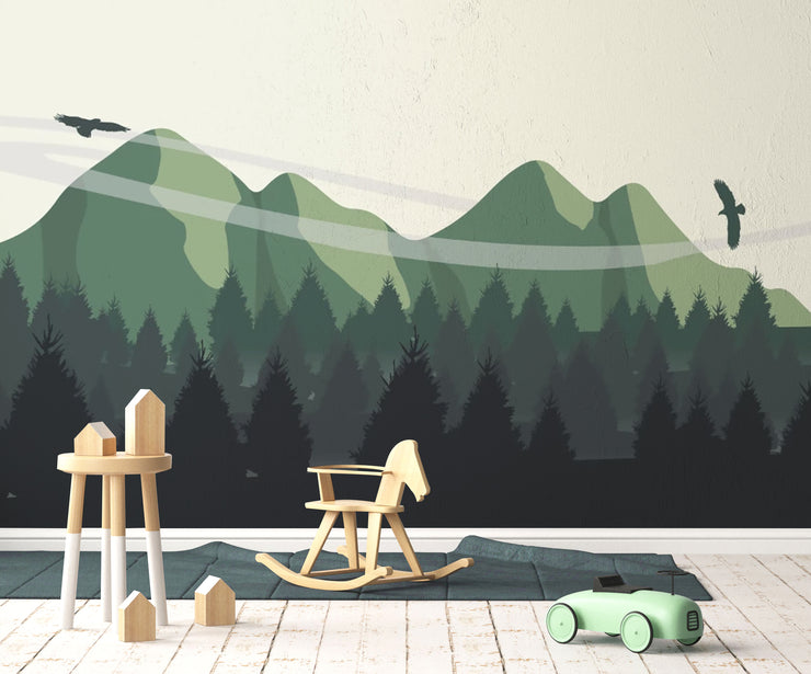 Papier Peint Paysage Illustré
