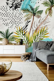 Abstract Water Color Palm Trees Mural-Textures-Eazywallz