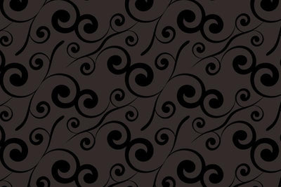 Black curly plants pattern Wall Mural-Patterns-Eazywallz