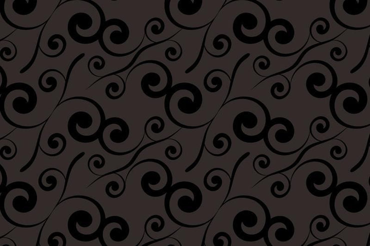 Black curly plants pattern Wall Mural-Patterns-Eazywallz