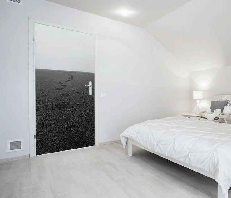 Black Pebble Beach Door Mural-Zen-Eazywallz