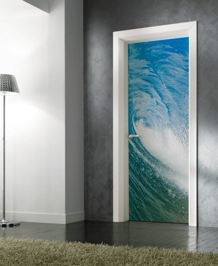 Décor de Porte Blue Ocean Wave - Tropicale et plage - Eazywallz                                