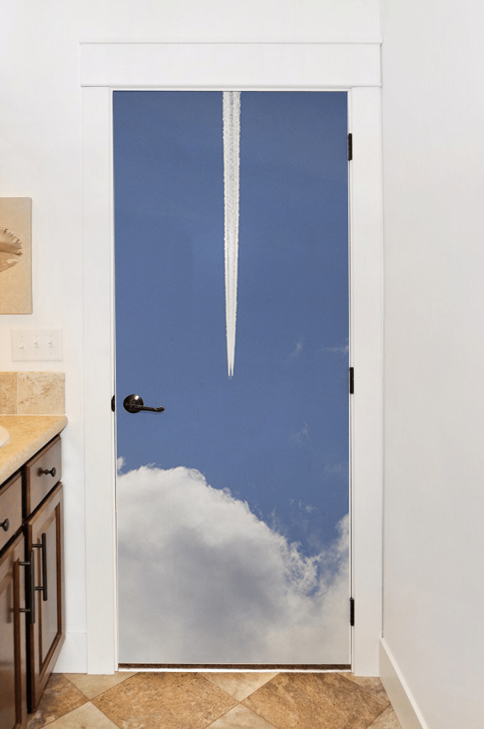 Blue Sky Contrail Door Mural-Zen-Eazywallz