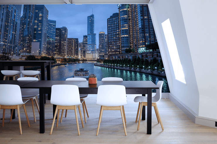 Chicago skyline at Night Wall Mural-Cityscapes-Eazywallz