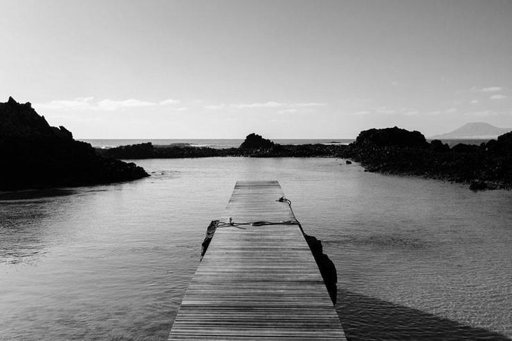 Pontoon Dock Wall Mural black and white