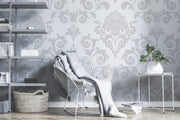 Grey damask Wall Mural