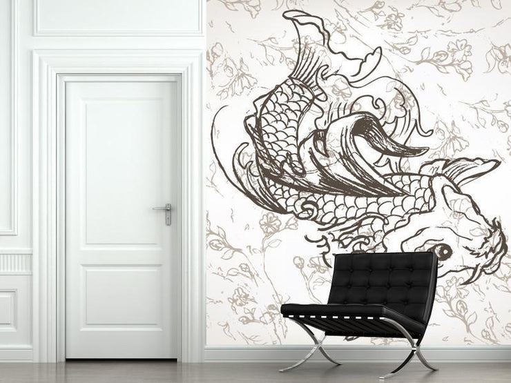 Koi Fish Wall Mural-Animals & Wildlife,Zen,Modern Graphics-Eazywallz