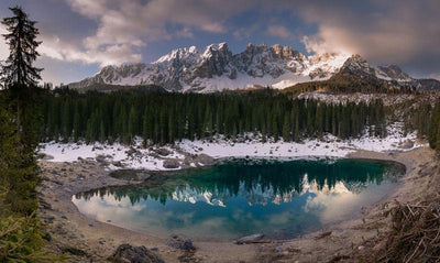 Lago di Carezza Mountain & Lake Mural Wallpaper-Landscapes & Nature-Eazywallz