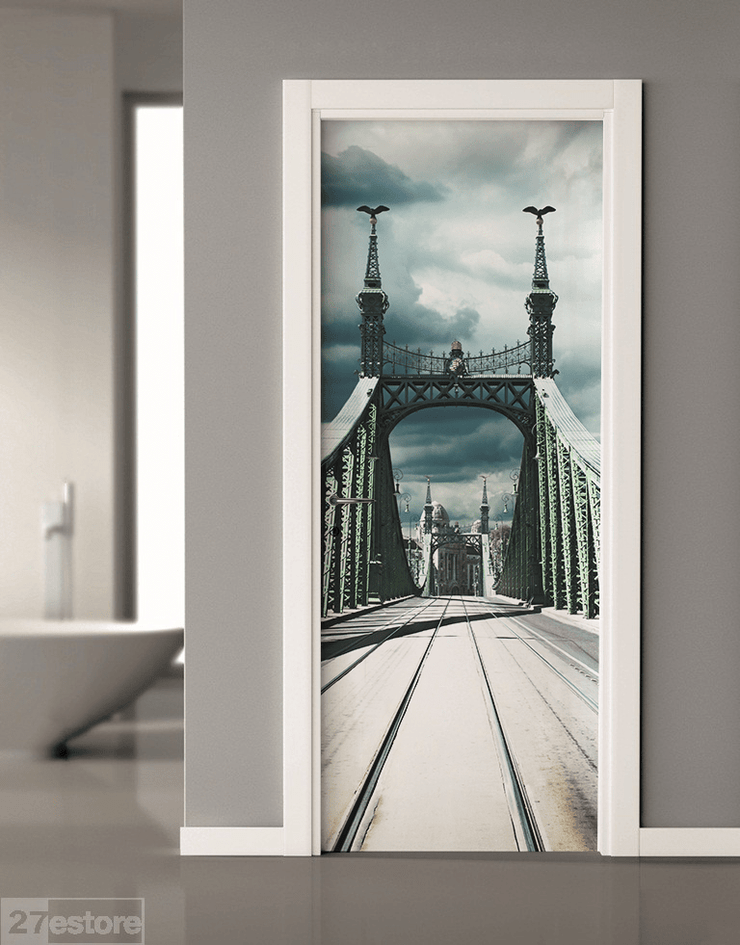 Liberty Bridge in Budapest Door Mural-Cityscapes,Transportation-Eazywallz