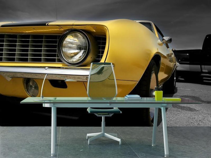 Yellow muscle car Wall Mural-Transportation-Eazywallz