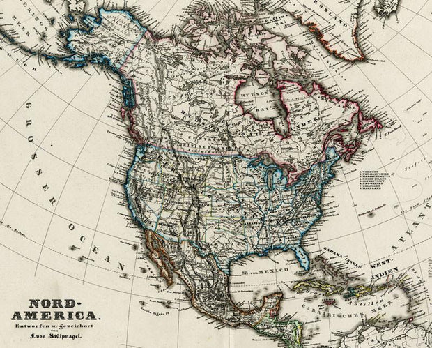 1872 Antique Map of North America Wall Mural-Maps-Eazywallz