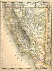 1889 Maps of California and Nevada Wall Mural-Maps-Eazywallz