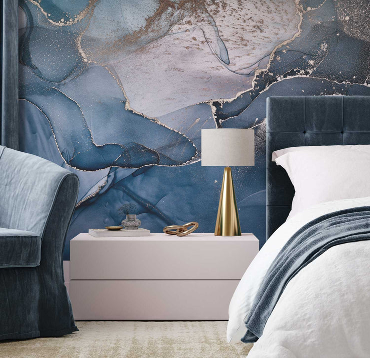 Abstract Gold Ink Wall Mural