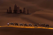 Photo Wallpaper Castle and Camels