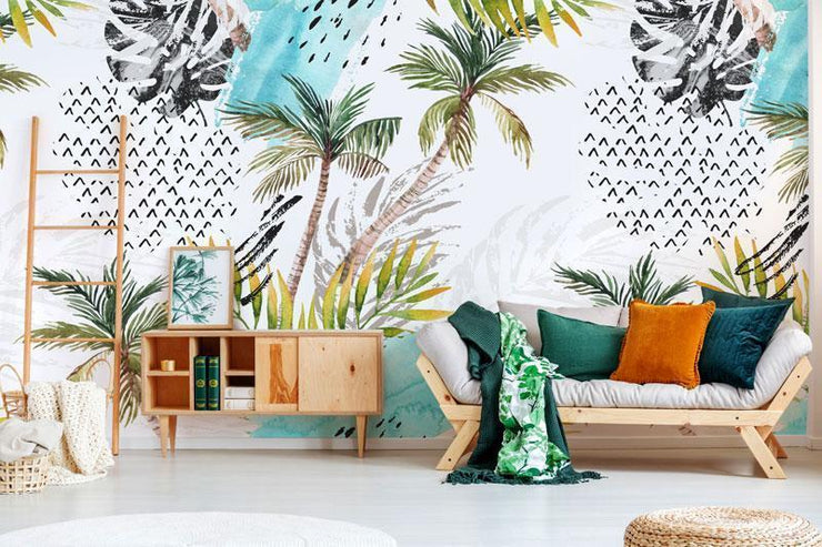 Abstract Water Color Palm Trees Mural-Textures-Eazywallz