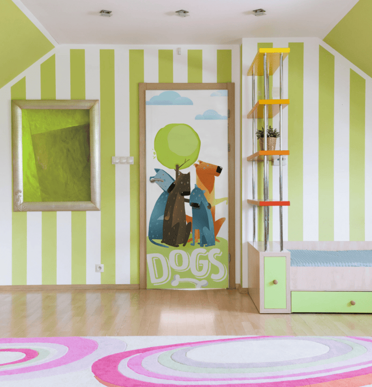 Adorable Dogs Door Mural-Kids' Stuff-Eazywallz