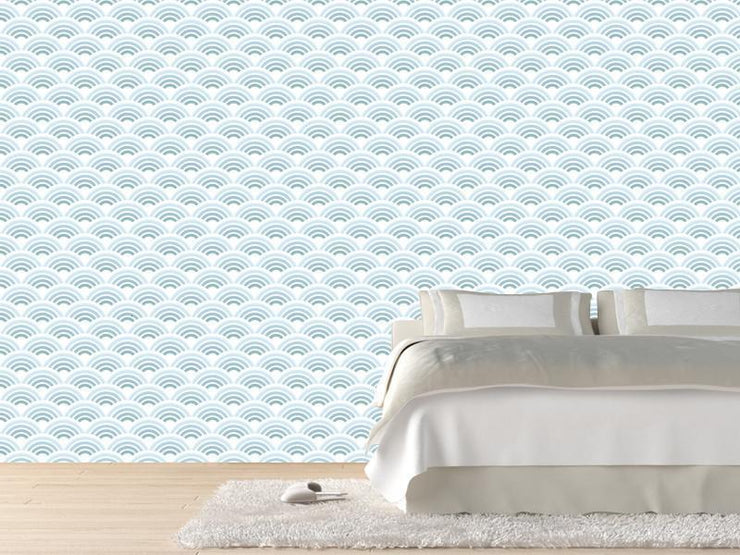 Blue waves pattern Wall Mural-Patterns-Eazywallz