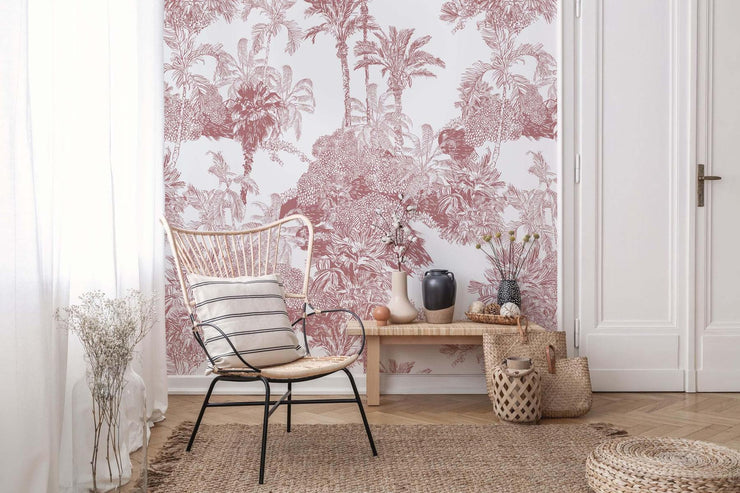 Burgundy Jungle Toile Panel