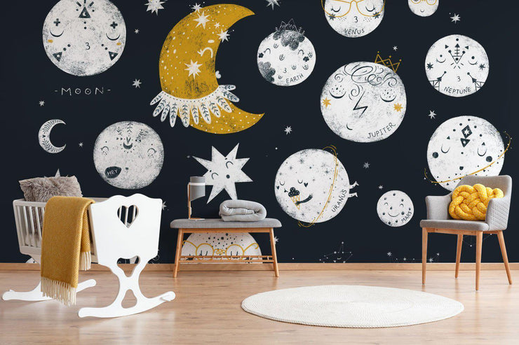 Children to the Moon Wallpaper Mural