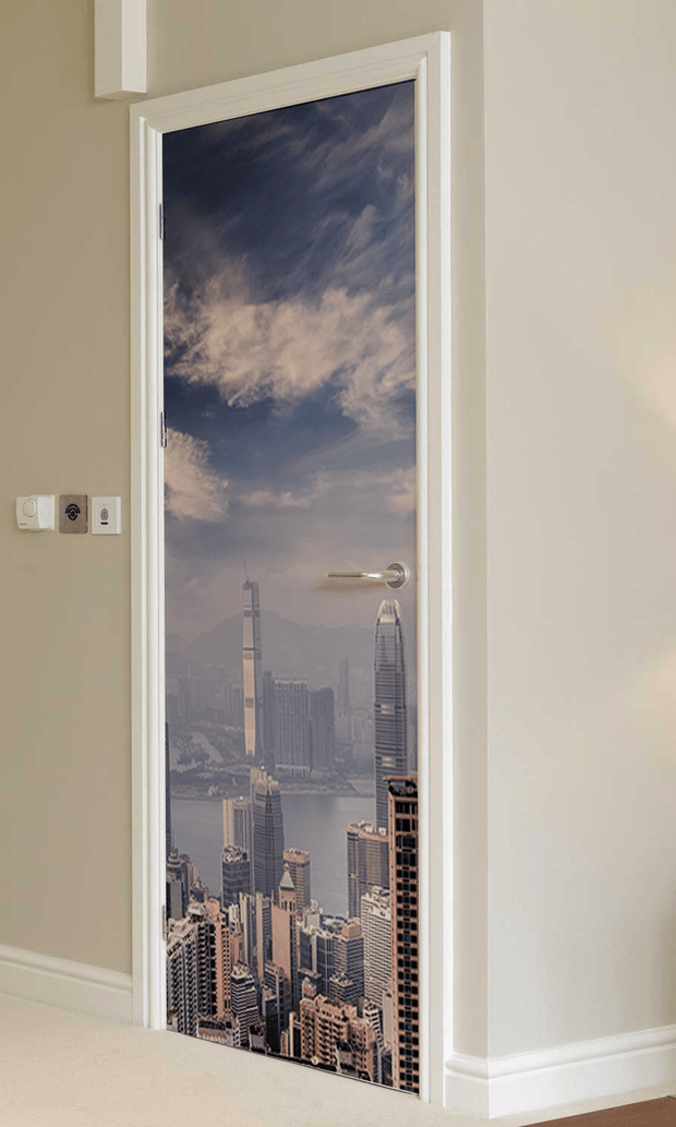 City View Door Mural-Cityscapes-Eazywallz