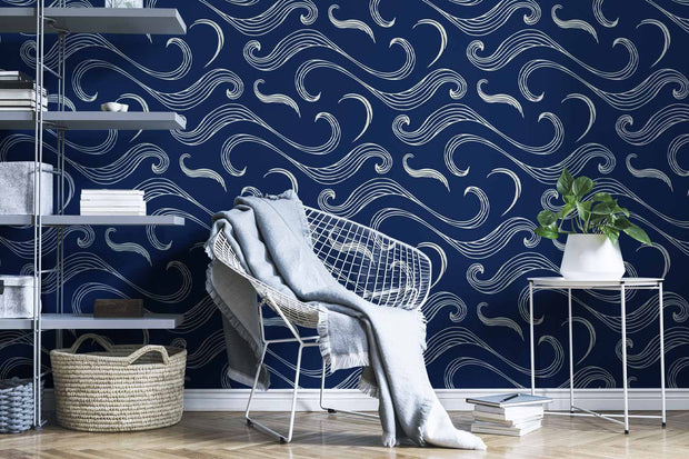 Japanese Waves Pattern Wallpaper