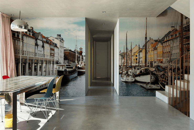 Colourful Canal in Copenhagen Wall Mural-Transportation-Eazywallz