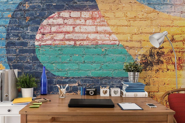 Colourful Painted Brick Wall Mural-Abstract,Zen,Textures,Words,Best Rated Murals,Featured Category of the Month-Eazywallz