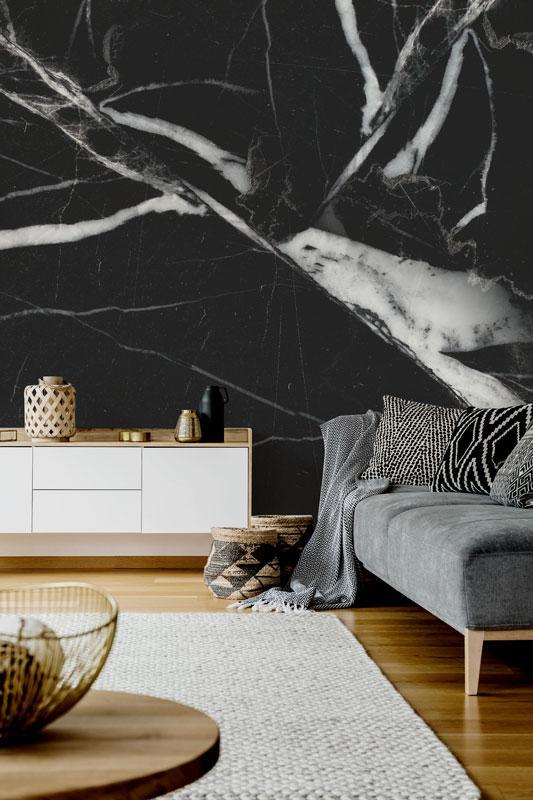 Cracked Black Marble 1 Wall Mural-Textures-Eazywallz