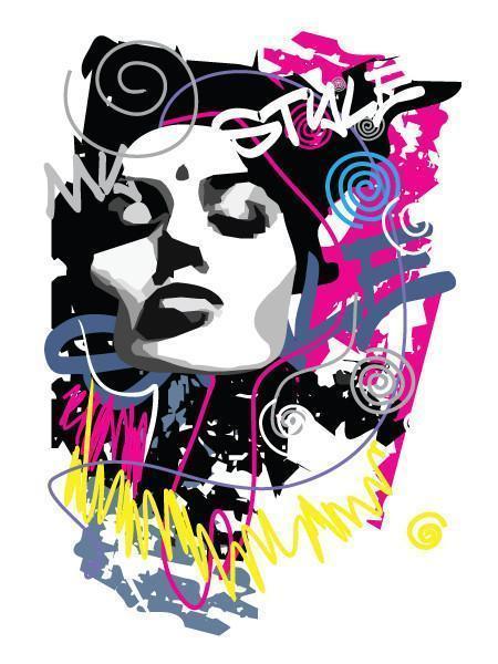 Funky Portrait Wall Mural-Urban,Modern Graphics-Eazywallz