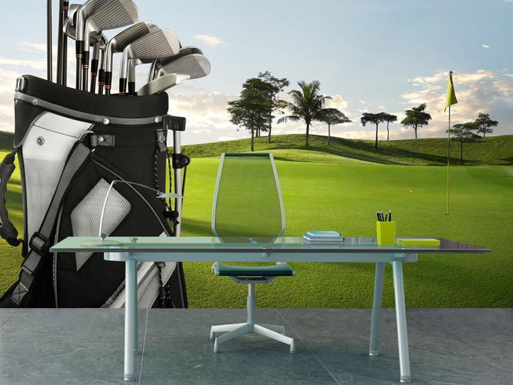 Golf equipment on green Wall Mural-Sports-Eazywallz