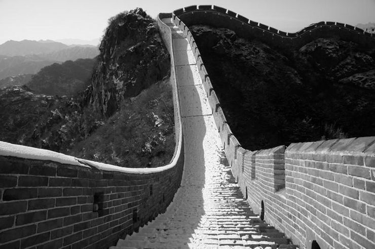 Great Wall in winter, China Wall Mural-Black & White,Buildings & Landmarks-Eazywallz