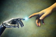 Human hand touching an android hand Wall Mural-Sci-Fi & Fantasy-Eazywallz