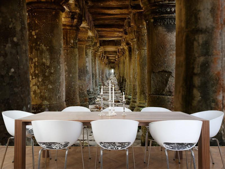 Long corridor in Angkor temple, Cambodia Wall Mural-Buildings & Landmarks-Eazywallz