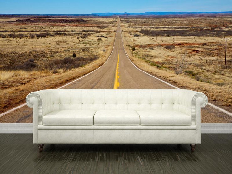 Long desert road Wall Mural-Landscapes & Nature-Eazywallz