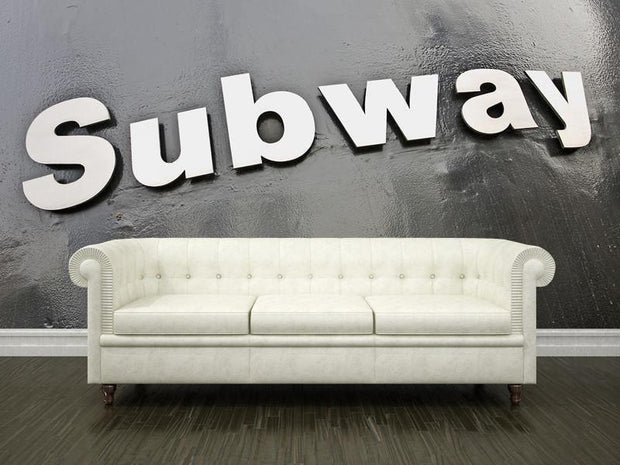 Monochromatic subway sign Wall Mural-Black & White,Transportation,Urban,Words-Eazywallz
