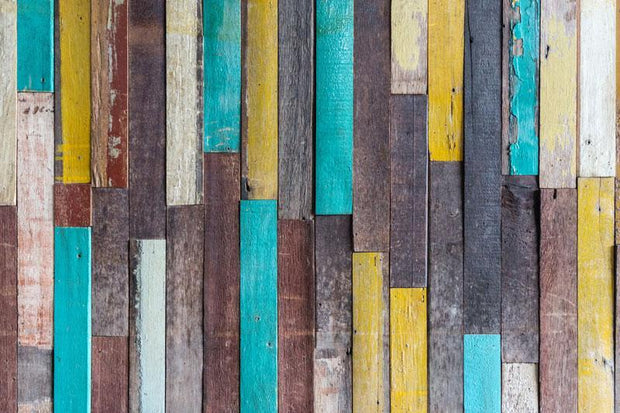 Multicoloured Planks Wallpaper Mural-Patterns-Eazywallz