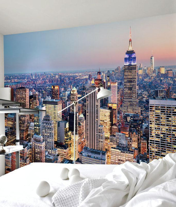 New York Skyline at Sun Down Wall Mural-Cityscapes-Eazywallz