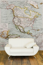 Old Northern and Central America Map Wall Mural-Maps-Eazywallz