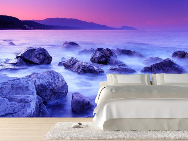 Purple Sunset Wall Mural-Tropical & Beach,Landscapes & Nature-Eazywallz