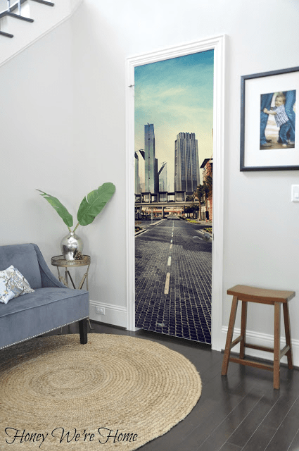 Retro Cityscape in Dubai Door Mural-Cityscapes-Eazywallz