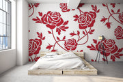 Red Roses Pattern Wallpaper Mural