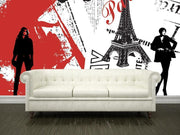 Trendy Paris background Wall Mural-Vintage,Modern Graphics-Eazywallz