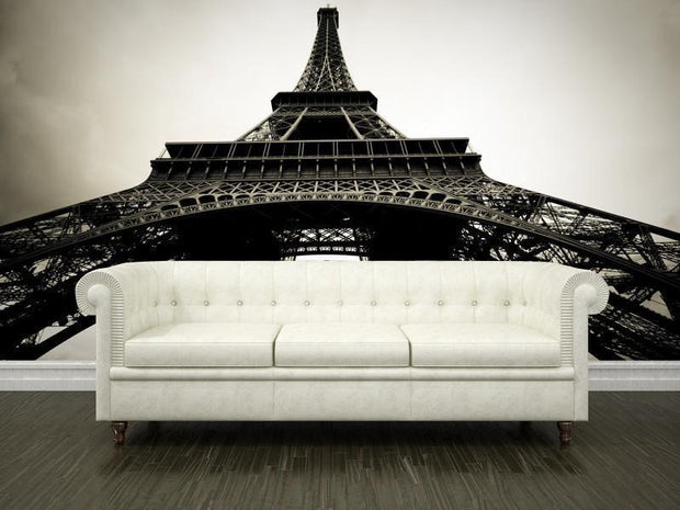 View of the Eiffel Tower, France Wall Mural-Black & White,Buildings & Landmarks-Eazywallz