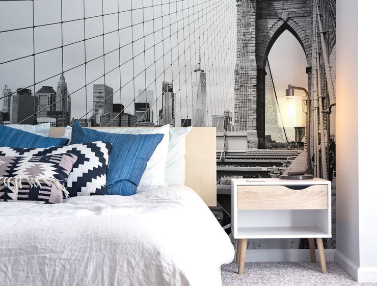 View on Brooklyn Bridge Wall Mural-Vintage-Eazywallz