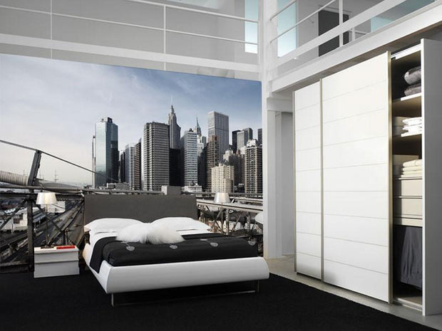 View Over Manhattan and Brooklyn Bridge Sections Wall Mural-Cityscapes,Urban,Featured Category-Eazywallz