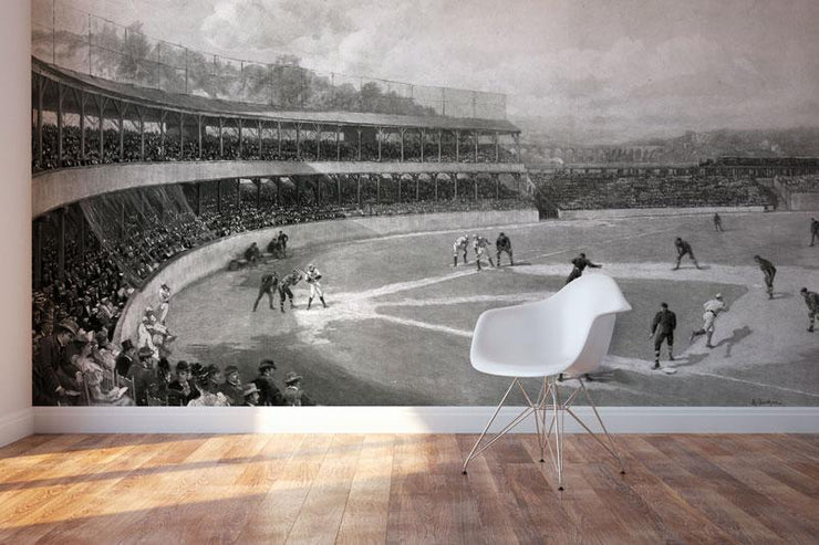 Vintage 1894 Baseball Match Wallpaper Mural-Sports-Eazywallz