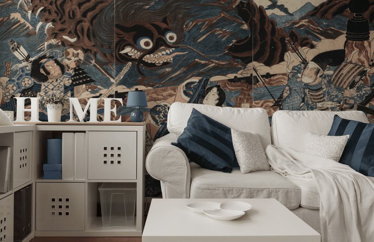 Vintage Japanese Samurai Battle Wall Mural-Vintage-Eazywallz