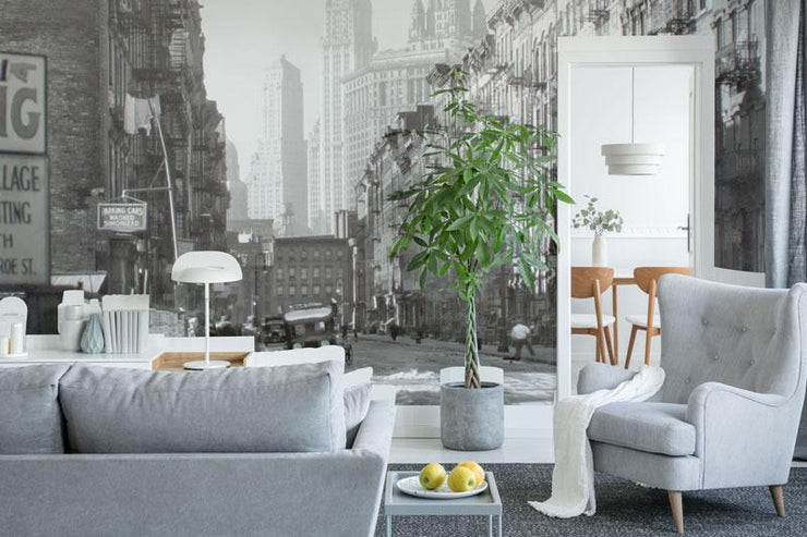 Vintage Manhattan Scene Wallpaper Mural-Cityscapes-Eazywallz